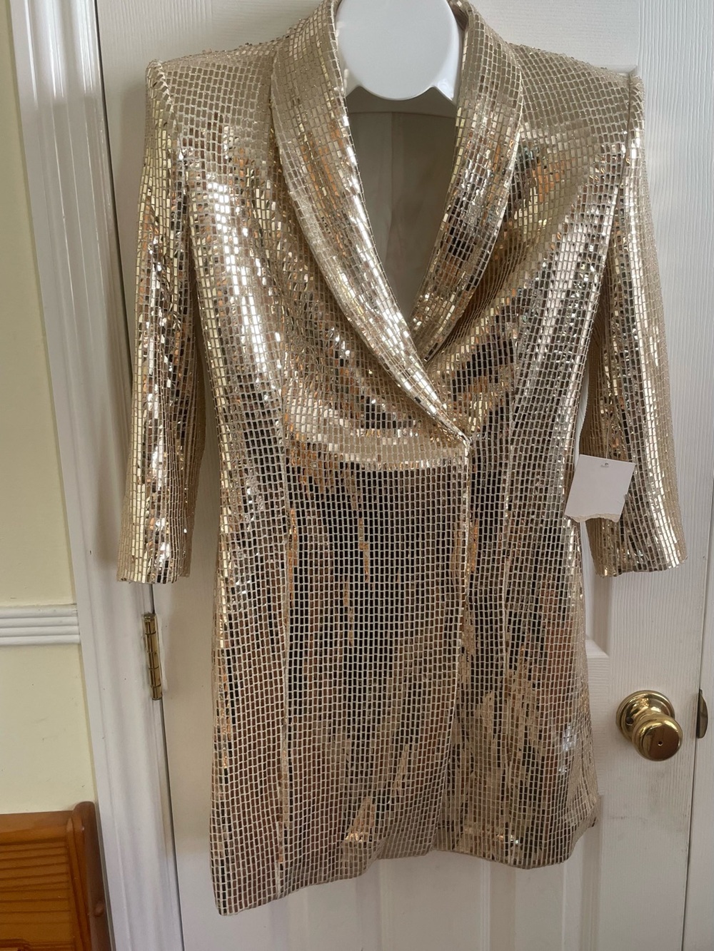 Zara Metallic Gold Sequin Mini Dress
